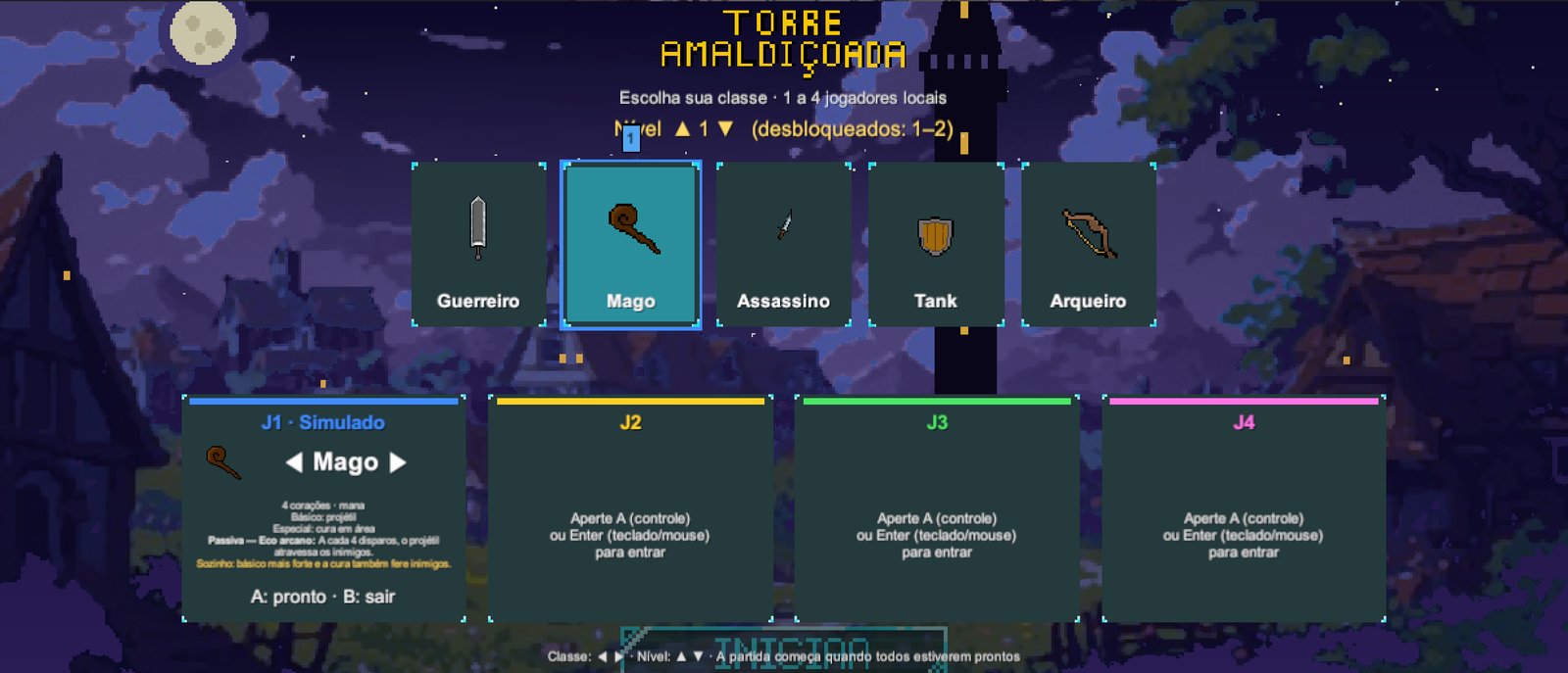 Seleção da classe Mago