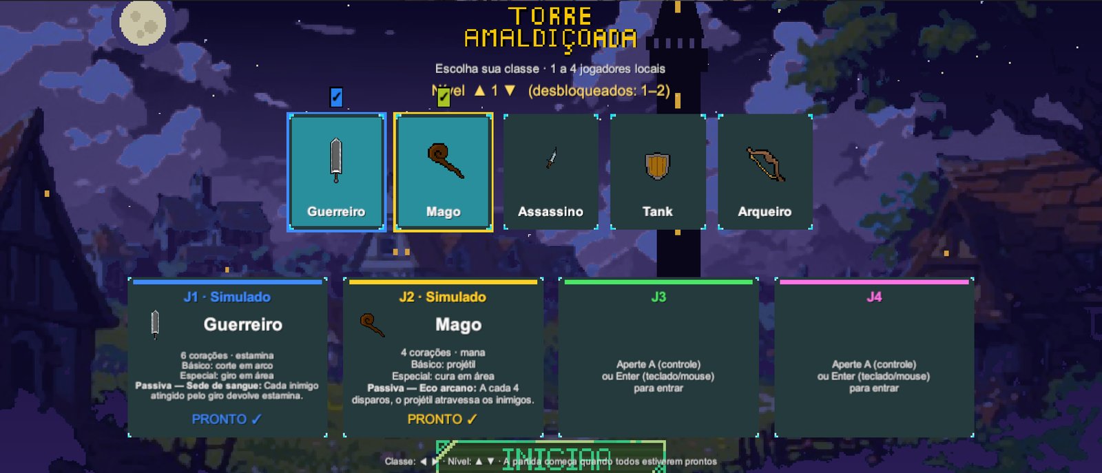 Lobby com todos os jogadores prontos
